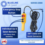 1320 lb (600kg) BLUELINE Electric Hoist SERIES 2000 with 1 x 6FT + 1 x 20FT Wired Remote Controls + Multi-Control Box-Canada Hoists