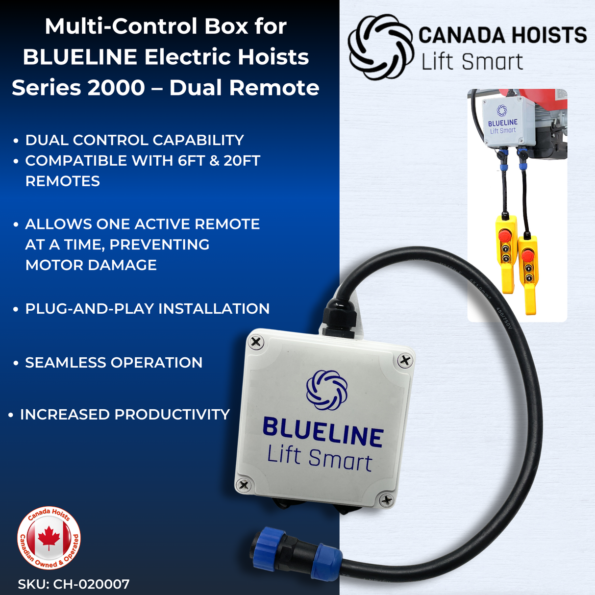 Multi-Control Box for BLUELINE Electric Hoists Series 2000 – Dual Remote-Canada Hoists