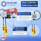 880 lb (400kg) BLUELINE Electric Hoist SERIES 2000 with TWO(2) x 6FT Wired Remote Controls + Multi-Control Box-Canada Hoists
